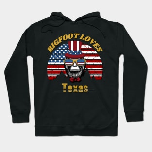 Bigfoot loves America and Texas Hoodie